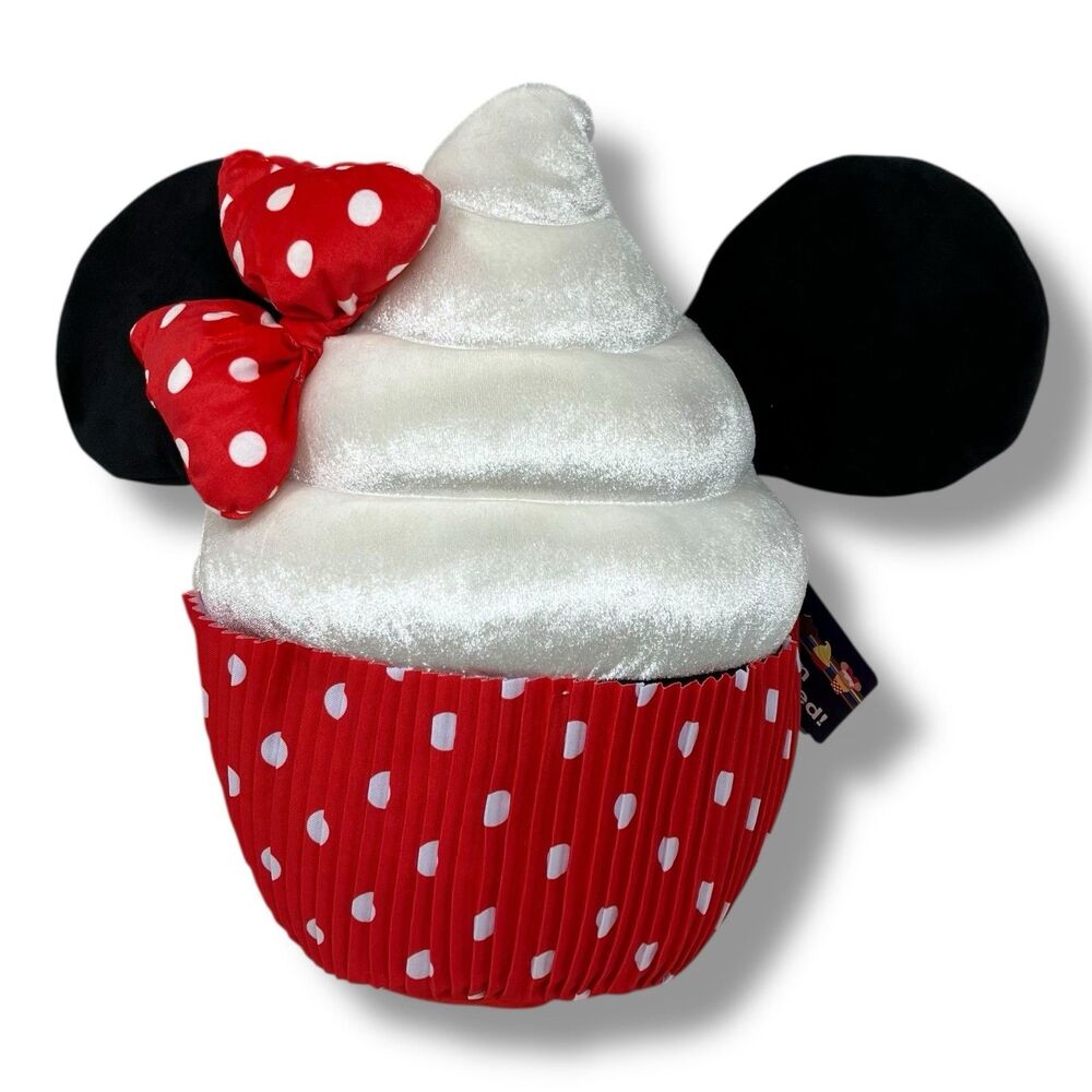 Disney Parks 14" Plush Minnie Mouse Cupcake Scented Polka Dot‎ Stuffed Animal
